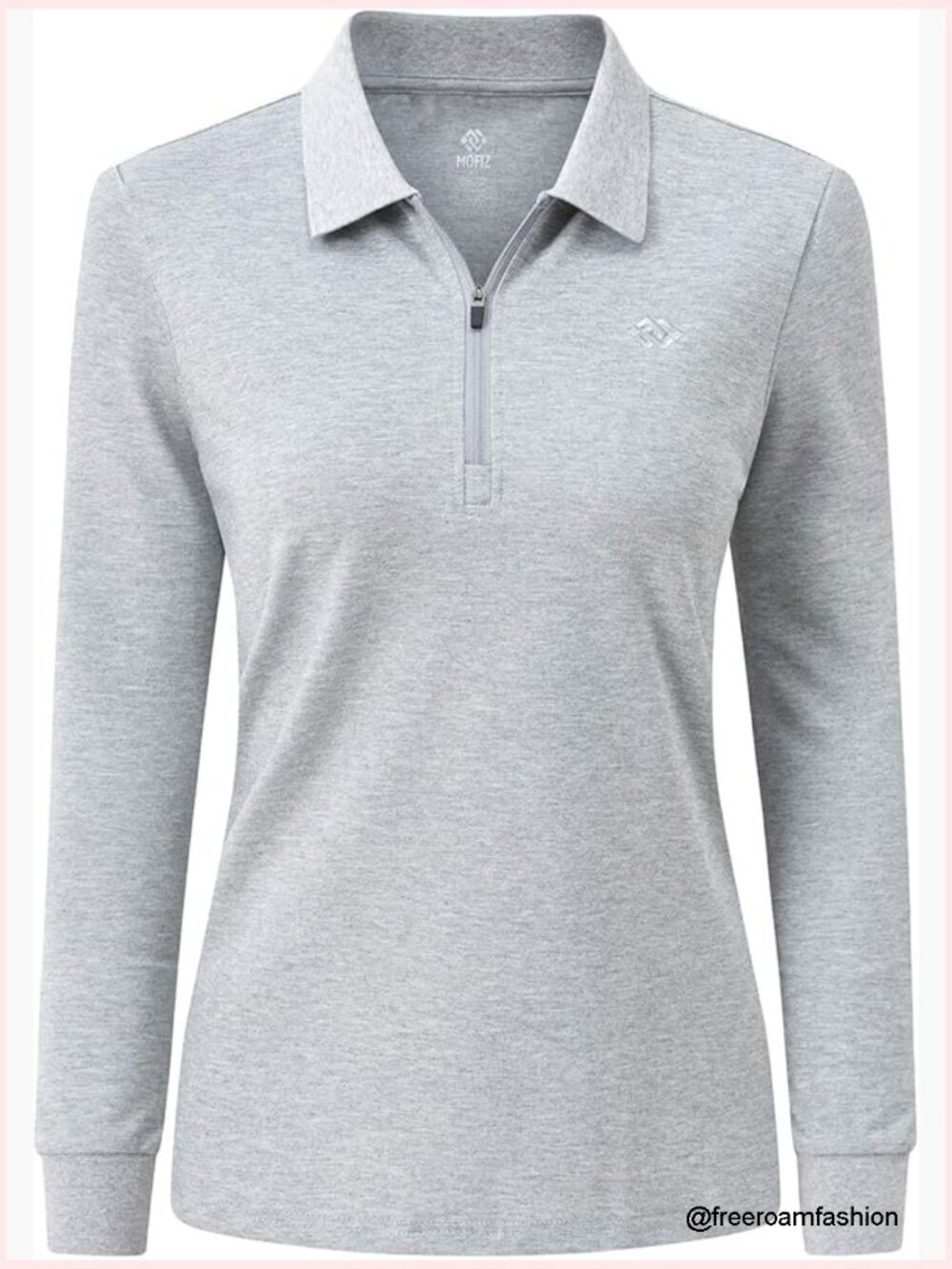 Long Sleeve Zip Up Golf Polo Shirt Quick Dry Athletic Top